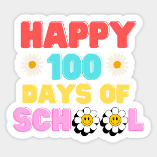 Happy 100th Day Of School Teacher Kids Retro Groovy 100 Day Sticker